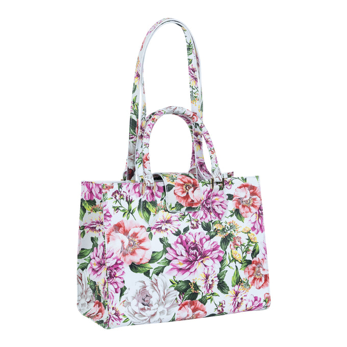 Audrey Tote_Medium_Los Cabos Flower_White Pink