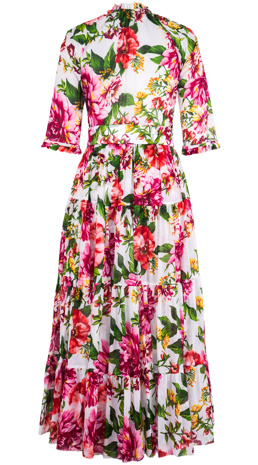 Eva Dress Crew Neck 3/4 Sleeve Maxi Length Cotton Musola (Los Cabos Flower) @6