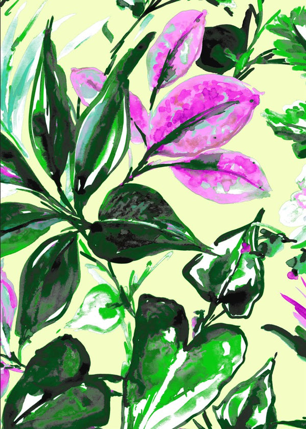 Eva Dress Crew Neck 3/4 Sleeve Maxi Length Cotton Mudola (Mozambique Flower Pastel)