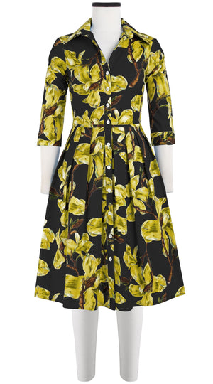 Audrey Dress #1 Shirt Collar 3/4 Sleeve Cotton Stretch (Magnolia Blossom)