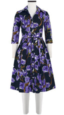 Audrey Dress #1 Shirt Collar 3/4 Sleeve Cotton Stretch (Magnolia Blossom)