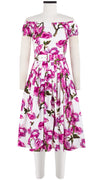 Florance Dress #2 Off Shoulder Short Sleeve Long Length Cotton Stretch (Magnolia Blossom)