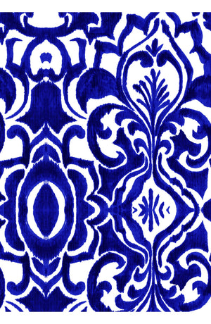 Florance Dress #2 Round Neck 1/2 Sleeve Long Length Cotton Stretch (Maiolica Blue Tile)