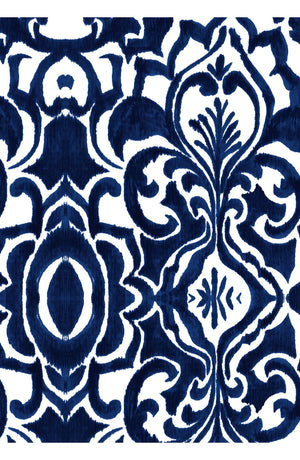 Florance Dress #2 Round Neck 1/2 Sleeve Long Length Cotton Stretch (Maiolica Blue Tile)