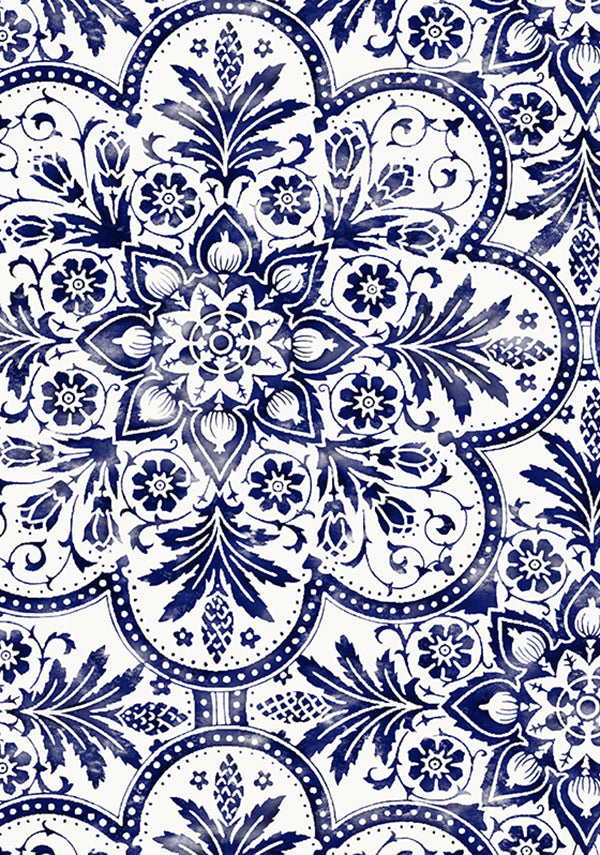 Marakechi Tile_White Indigo_Cotton Musola_30y