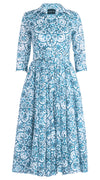 Aster Dress Shirt Collar 3/4 Sleeve Midi Length Musola (Marakechi Tile)