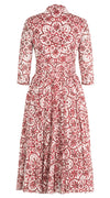Aster Dress Shirt Collar 3/4 Sleeve Midi Length Musola (Marakechi Tile)