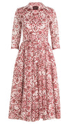 Aster Dress Shirt Collar 3/4 Sleeve Midi Length Musola (Marakechi Tile)
