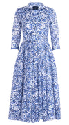 Aster Dress Shirt Collar 3/4 Sleeve Midi Length Musola (Marakechi Tile)
