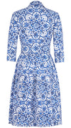 Audrey Dress #1 Shirt Collar 3/4 Sleeve Regular Length Cotton Stretch (Marakechi Tile)