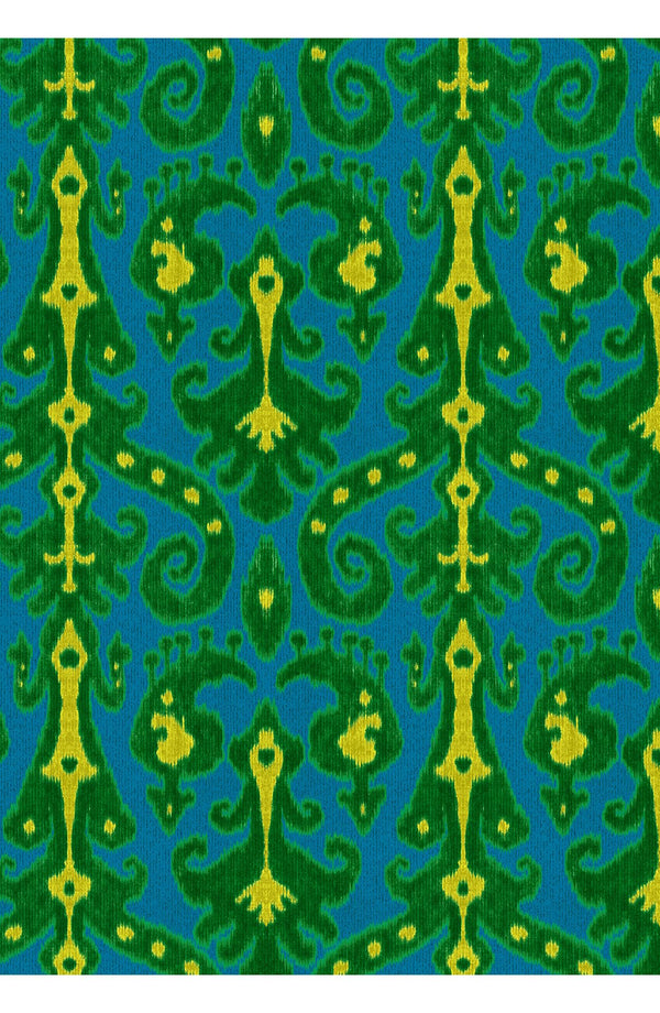 Audrey Dress #1 Shirt Collar 3/4 Sleeve Long Length Cotton Stretch (Marakeschi Ikat Bright)