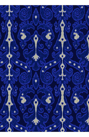 Audrey Dress #1 Shirt Collar 3/4 Sleeve Long Length Cotton Stretch (Marakeschi Ikat Bright)