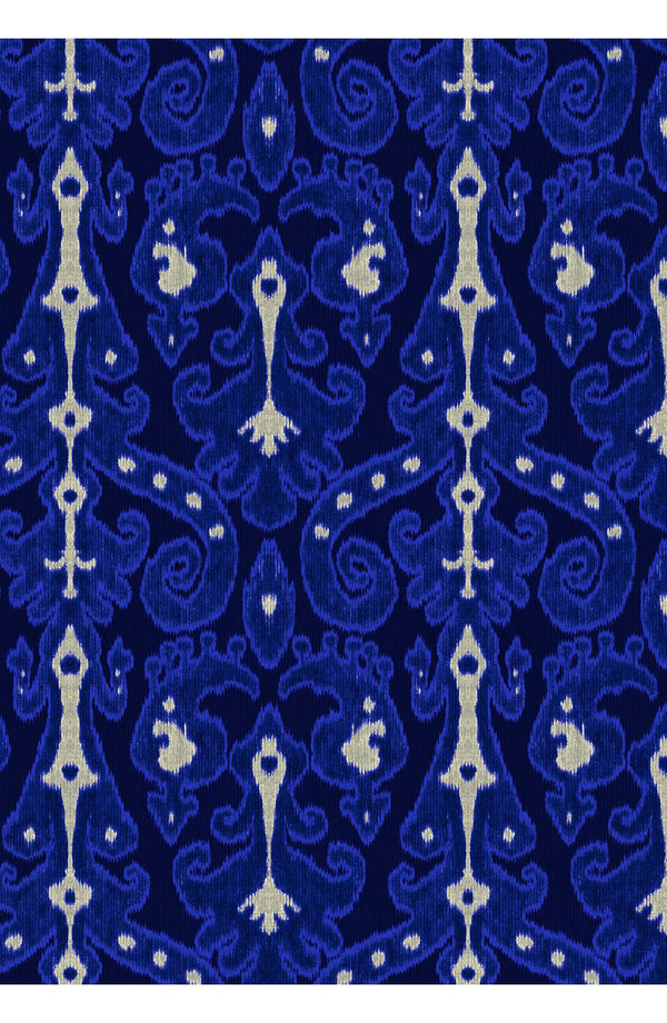 Audrey Dress #1 Shirt Collar 3/4 Sleeve Long Length Cotton Stretch (Marakeschi Ikat Bright)