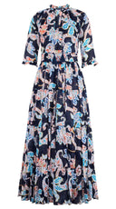 Eva Dress Crew Neck 3/4 Sleeve Maxi Length Cotton Musola (Marseille Paisley Big)