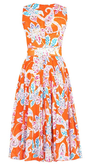 Aster Dress Crew Neck Sleeveless Midi Length Cotton Musola (Marseille Paisley Big)