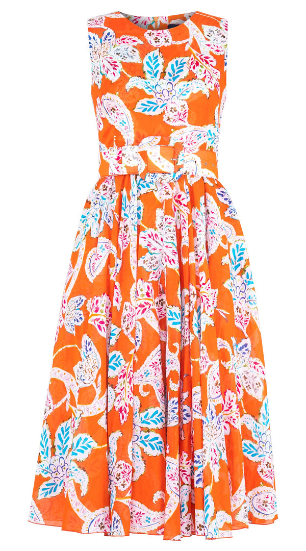 Aster Dress Crew Neck Sleeveless Midi Length Cotton Musola (Marseille Paisley Big)