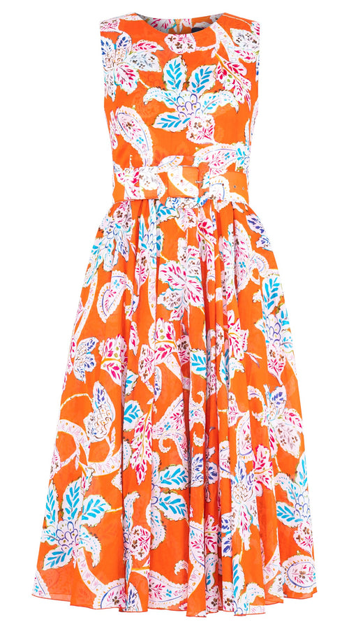Aster Dress Crew Neck Sleeveless Midi Length Cotton Musola (Marseille Paisley Big)