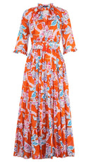 Eva Dress Crew Neck 3/4 Sleeve Maxi Length Cotton Musola (Marseille Paisley Big)