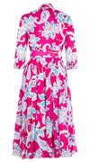 Aster Dress Shirt Collar 3/4 Sleeve Midi Length Cotton Musola (Marseille Paisley Big)