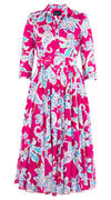 Aster Dress Shirt Collar 3/4 Sleeve Midi Length Cotton Musola (Marseille Paisley Big)