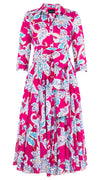 Aster Dress Shirt Collar 3/4 Sleeve Midi Length Cotton Musola (Marseille Paisley Big)
