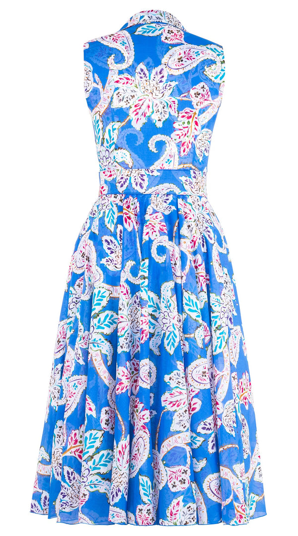 Aster Dress Shirt Collar Sleeveless Midi Length Cotton Musola (Marseille Paisley Big)
