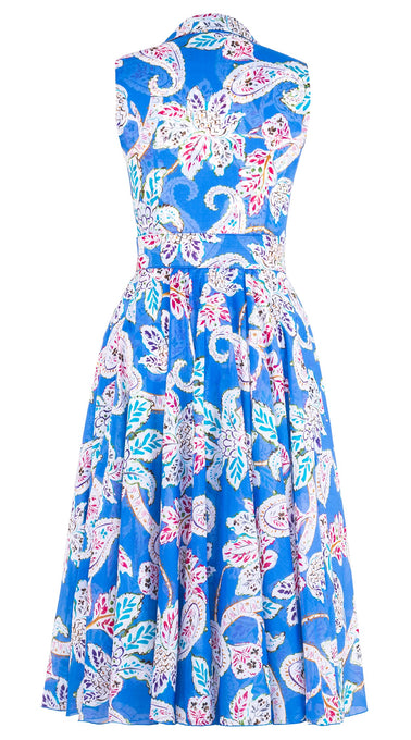 Aster Dress Shirt Collar Sleeveless Midi Length Cotton Musola (Marseille Paisley Big)