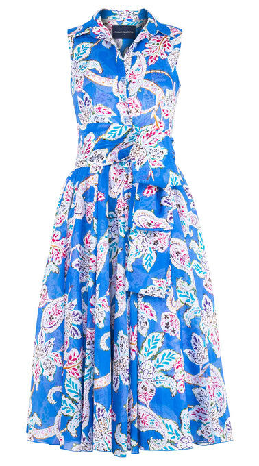 Aster Dress Shirt Collar Sleeveless Midi Length Cotton Musola (Marseille Paisley Big)
