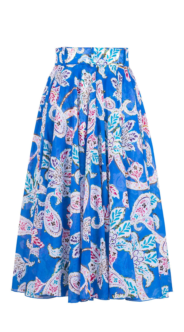 Aster Skirt #1 with Belt Long Length Cotton Musola (Marseille Paisley Big)