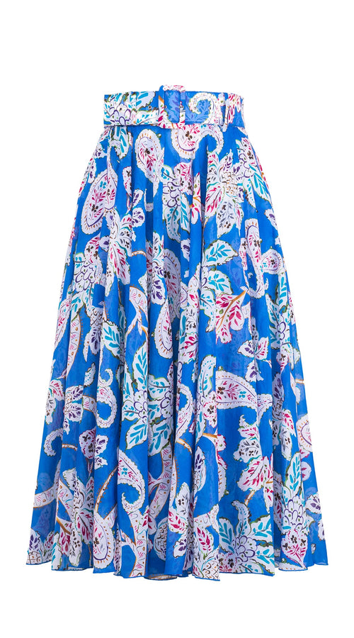 Aster Skirt #1 with Belt Long Length Cotton Musola (Marseille Paisley Big)