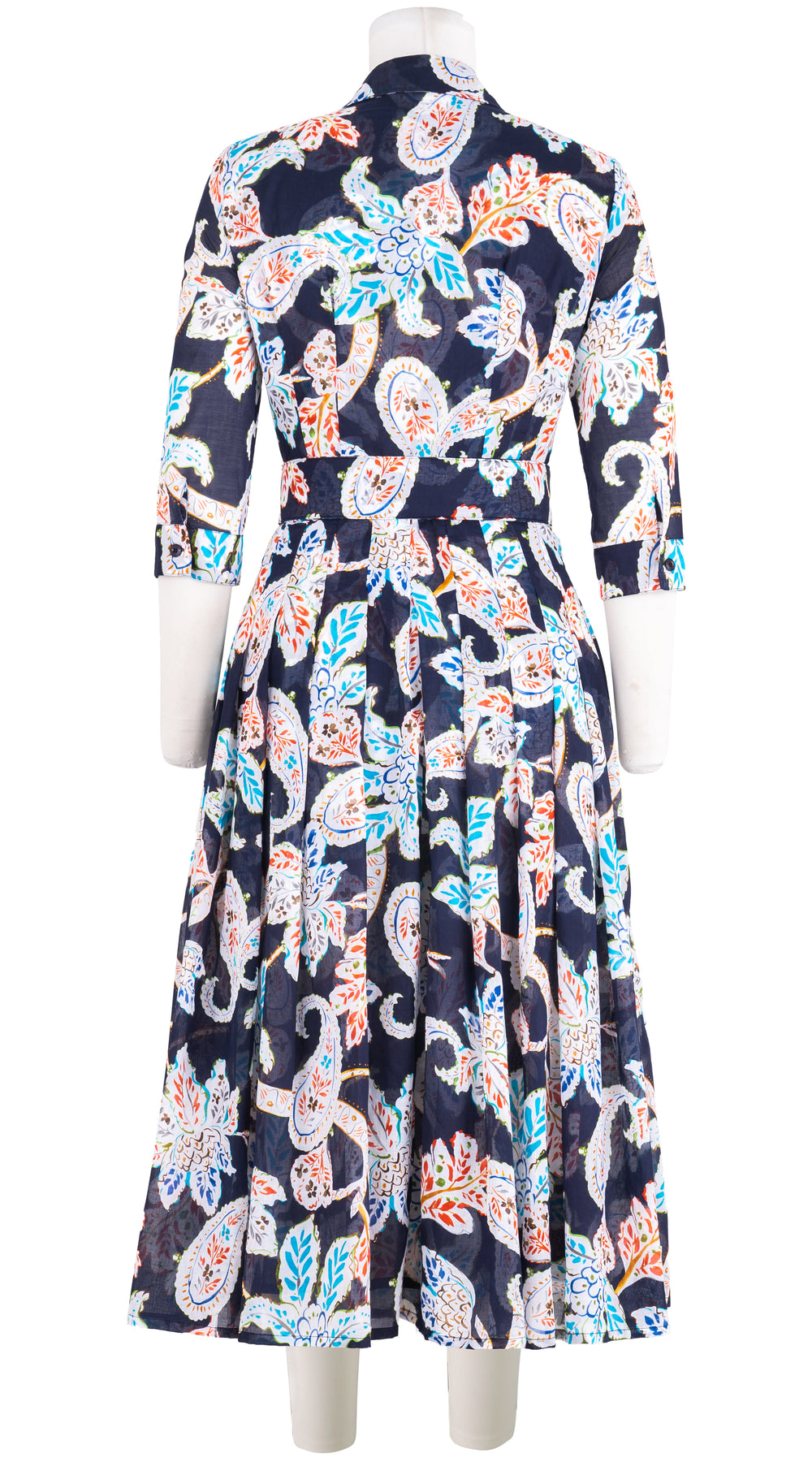 Audrey Dress #4 Shirt Collar 3/4 Sleeve Midi Length Musola (Marseille Paisley) @4