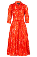 Audrey Dress #4 Shirt Collar 3/4 Sleeve Midi Length Cotton Musola (Matisse Leaves)