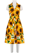 Audrey Dress #2 Shirt Collar Sleeveless Long Length Cotton Stretch (May Sunflower White)
