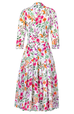 Audrey Dress #4 Shirt Collar 3/4 Sleeve Midi Length Cotton Musola (Meadow Flower)