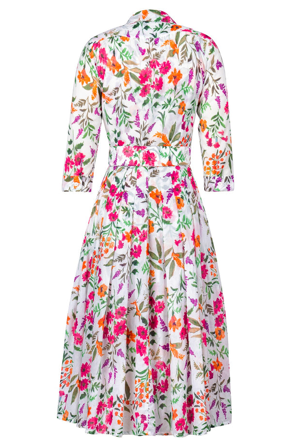 Audrey Dress #4 Shirt Collar 3/4 Sleeve Midi Length Cotton Musola (Meadow Flower)