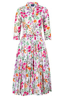Audrey Dress #4 Shirt Collar 3/4 Sleeve Midi Length Cotton Musola (Meadow Flower)