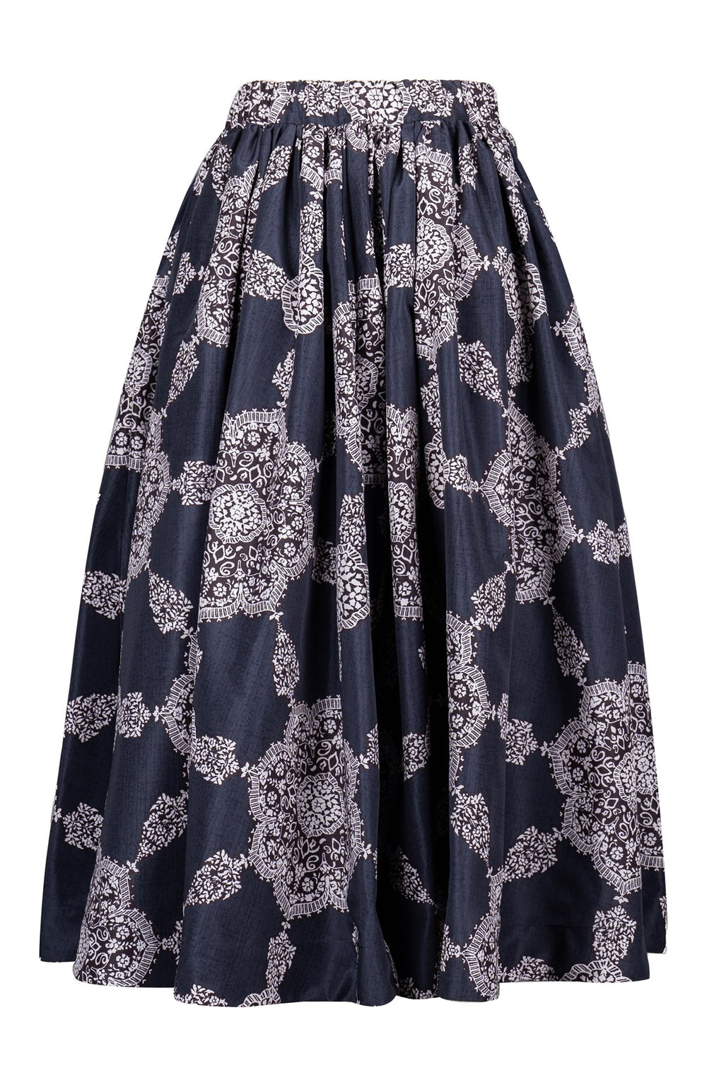 Jenny Skirt Midi Length Poliamide Taffta (Medallion Paisley Dark)