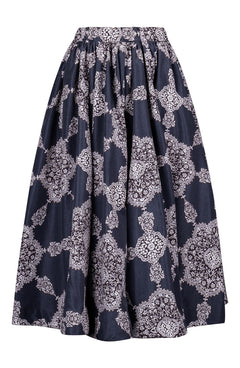 Jenny Skirt Midi Length Poliamide Taffta (Medallion Paisley Dark)