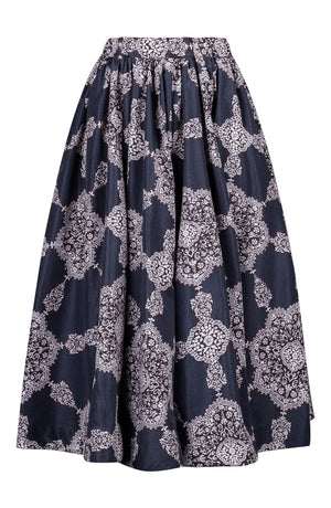 Jenny Skirt Midi Length Poliamide Taffta (Medallion Paisley Dark)