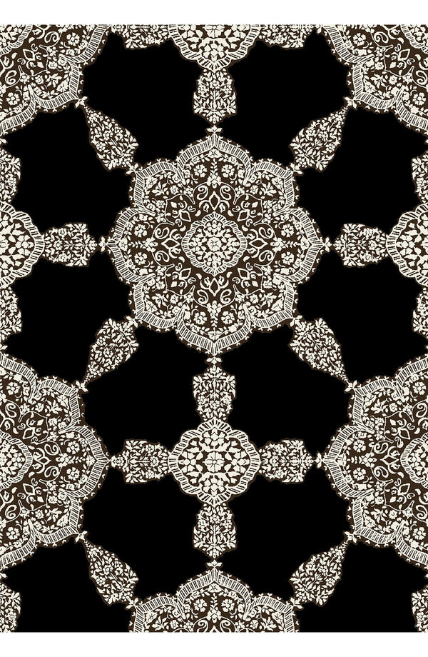 Audrey Dress #1 Shirt Collar 3/4 Sleeve Long Length Cotton Stretch (Medallion Paisley Dark)