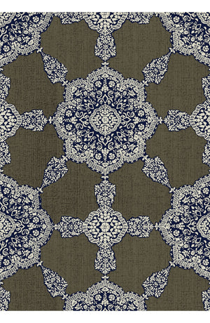 Aster Dress Shirt Collar 3/4 Sleeve Midi Length Poliamide Taffta (Medallion Paisley Dark)