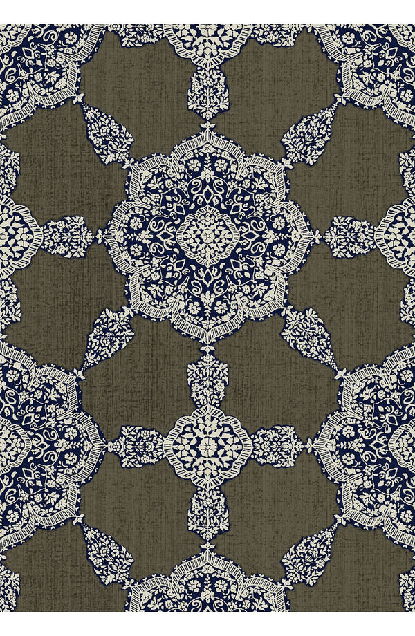 Aster Dress Shirt Collar 3/4 Sleeve Midi Length Poliamide Taffta (Medallion Paisley Dark)