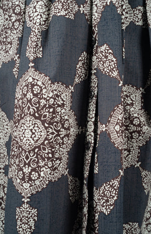 Audrey Dress #1 Shirt Collar 3/4 Sleeve Long Length Cotton Stretch (Medallion Paisley Dark)