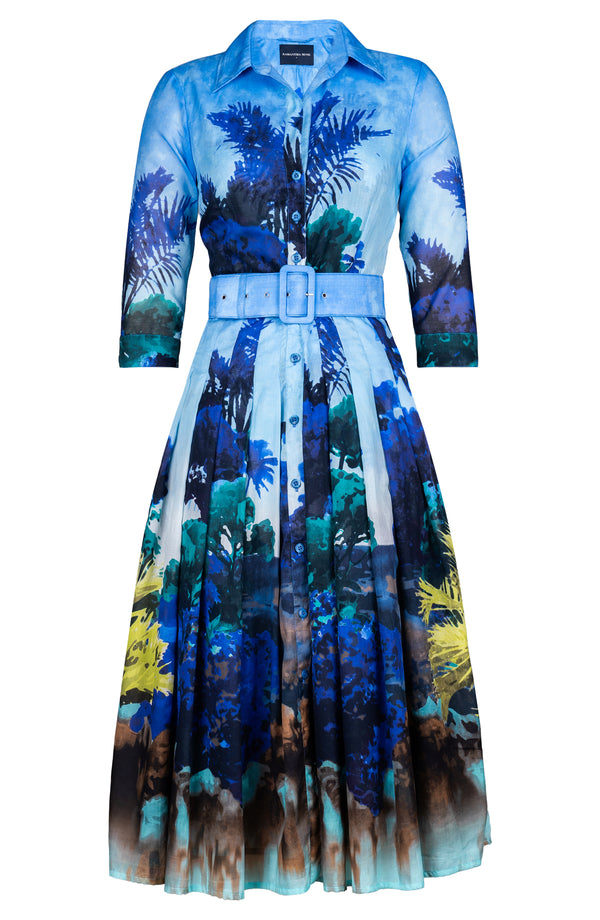 Audrey Dress #4 Shirt Collar 3/4 Sleeve Midi Length Cotton Musola (Meiji Garden)