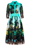 Audrey Dress #4 Shirt Collar 3/4 Sleeve Midi Length Cotton Musola (Meiji Garden)
