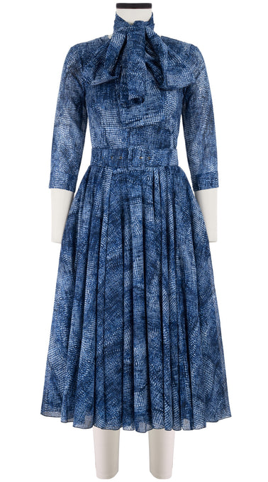 Aster Dress Crew Neck 3/4 Sleeve Midi Length Cotton Musola (Mesh Shibori)