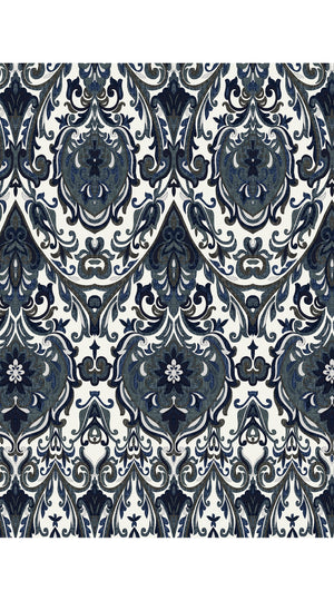 Florance Dress #2 Crew Neck 3/4 Midi Length Cotton Stretch (Mill Creek Paisley Dark)