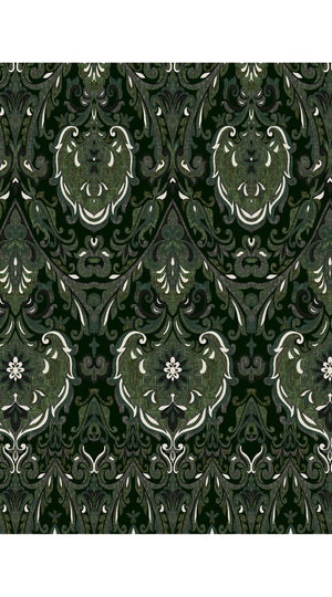 Florance Dress #2 Crew Neck 3/4 Midi Length Cotton Stretch (Mill Creek Paisley Dark)
