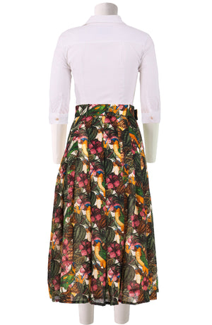 Zeller Skirt Midi Length Wool (Mocking Bird) - Ivory Multi
