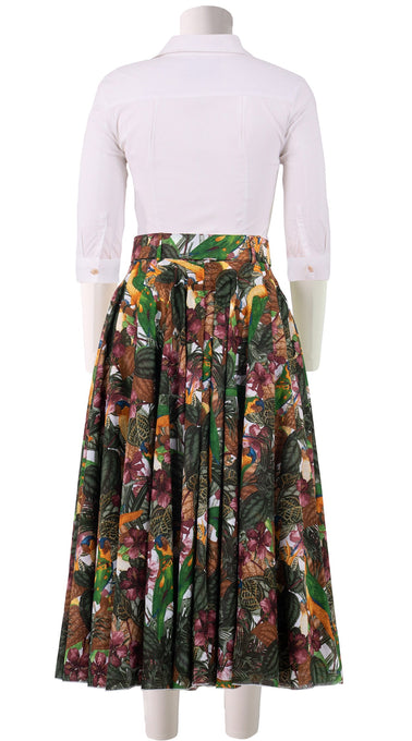 Aster Skirt #1 with Belt Midi Length Cotton Musola (Mocking Bird)